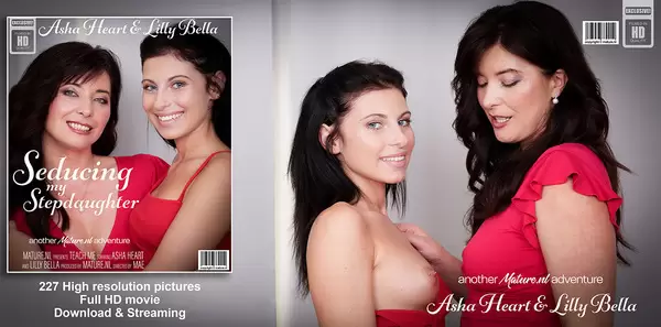 Asha Heart, Lilly Bella - Hot young Lilly Bella gets seduced into naughty sex with her MILF stepmom Asha Heart 1080p