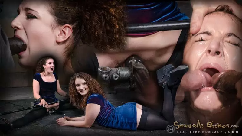 Curly haired newbie Endza bound into the splits and facefucked by BBC, drooling orgasms 720p