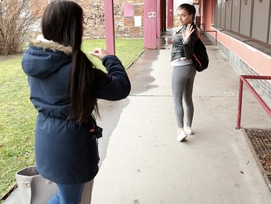 Eveline Dellai - Euro Chick Flashes Ass for Cash SD 480p