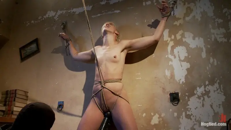 Tall Hot Blonde On Tip-Toes Hanging From A Crotch Rope, Made To Squirt 720p